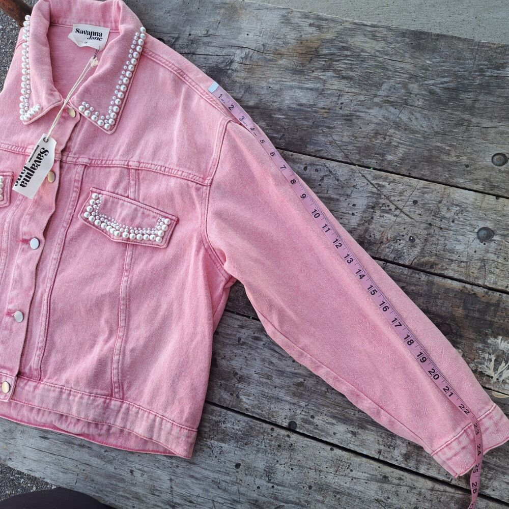 NEW Savanna Jane 1X PLUS SIZE Pink Denim Jacket Women's Pearl Western Cowgirl - Picture 10 of 10